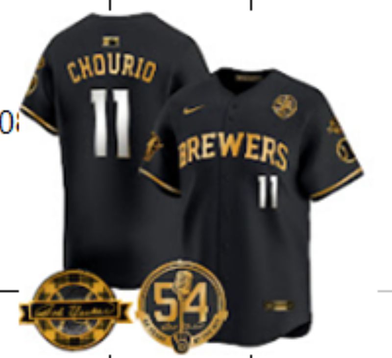 Men Nike Milwaukee Brewers #11 Chourio black MLB 2025 jersey 01->youth mlb jersey->Youth Jersey